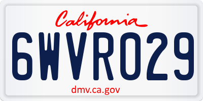 CA license plate 6WVR029