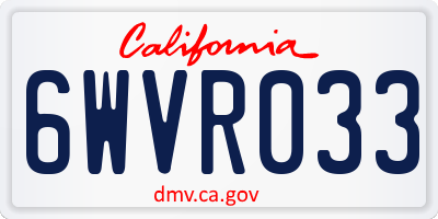 CA license plate 6WVR033
