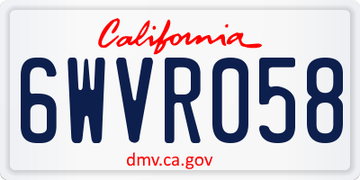 CA license plate 6WVR058