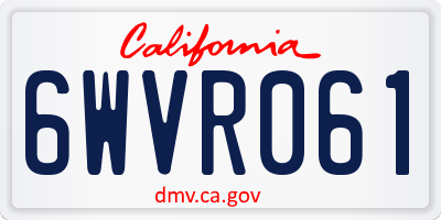 CA license plate 6WVR061