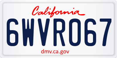 CA license plate 6WVR067