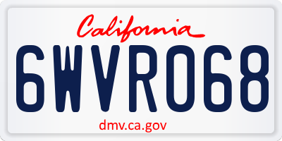 CA license plate 6WVR068
