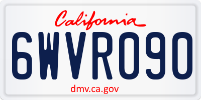 CA license plate 6WVR090