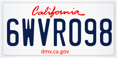 CA license plate 6WVR098