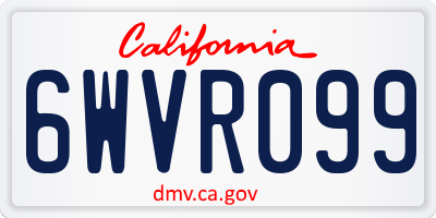 CA license plate 6WVR099