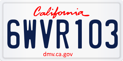 CA license plate 6WVR103