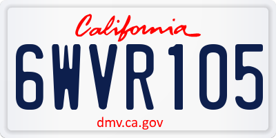 CA license plate 6WVR105