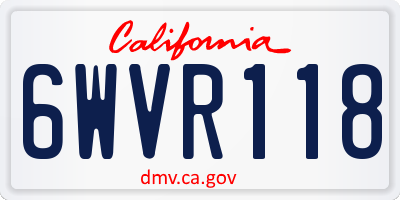 CA license plate 6WVR118