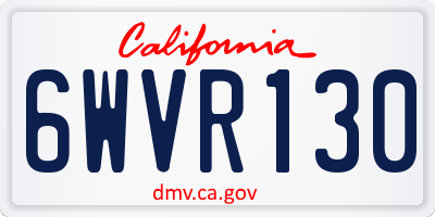 CA license plate 6WVR130