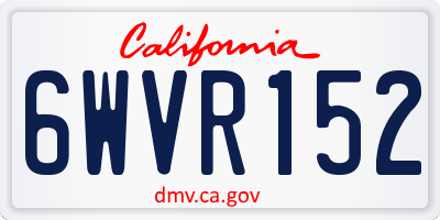 CA license plate 6WVR152