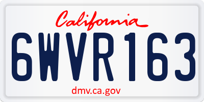 CA license plate 6WVR163