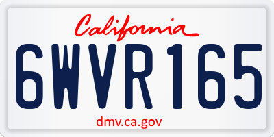 CA license plate 6WVR165