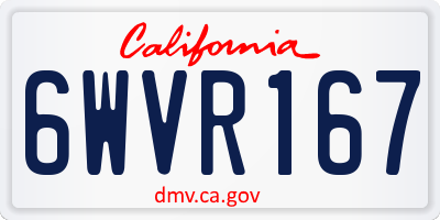 CA license plate 6WVR167