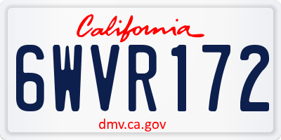 CA license plate 6WVR172