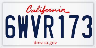 CA license plate 6WVR173