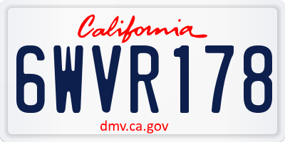 CA license plate 6WVR178