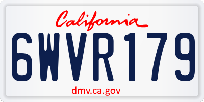 CA license plate 6WVR179