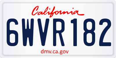 CA license plate 6WVR182