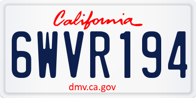 CA license plate 6WVR194