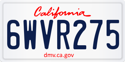 CA license plate 6WVR275