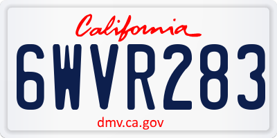 CA license plate 6WVR283