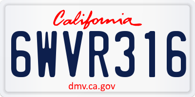 CA license plate 6WVR316