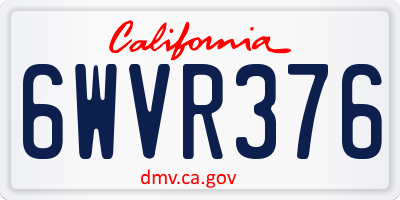 CA license plate 6WVR376