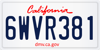 CA license plate 6WVR381