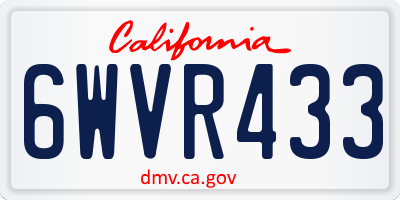CA license plate 6WVR433