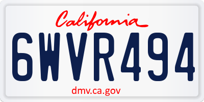 CA license plate 6WVR494