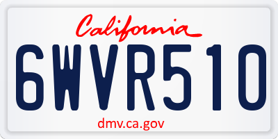 CA license plate 6WVR510