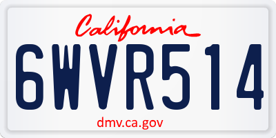 CA license plate 6WVR514