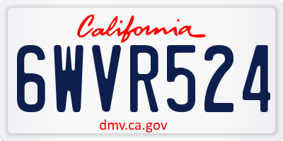 CA license plate 6WVR524