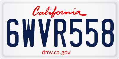 CA license plate 6WVR558