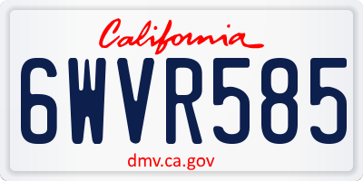 CA license plate 6WVR585