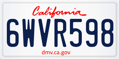 CA license plate 6WVR598