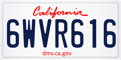CA license plate 6WVR616