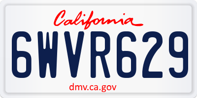 CA license plate 6WVR629