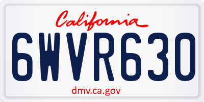 CA license plate 6WVR630
