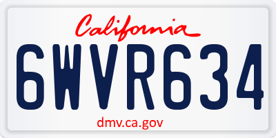 CA license plate 6WVR634