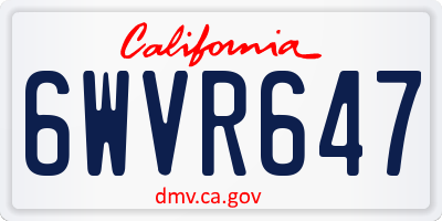 CA license plate 6WVR647