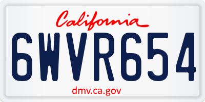 CA license plate 6WVR654
