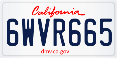 CA license plate 6WVR665