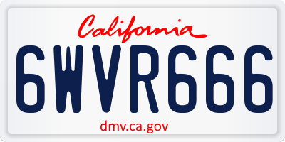 CA license plate 6WVR666