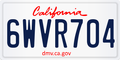 CA license plate 6WVR704