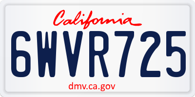 CA license plate 6WVR725