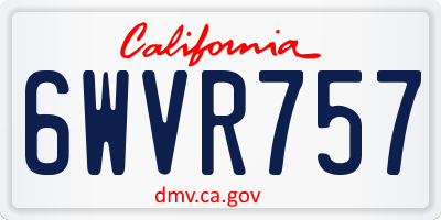 CA license plate 6WVR757