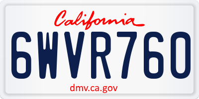 CA license plate 6WVR760
