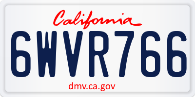 CA license plate 6WVR766