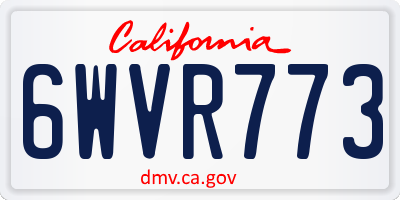 CA license plate 6WVR773